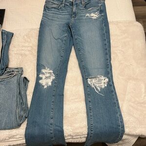 Distressed Straight Leg Light Blue Women's Jeans WORN ONCE